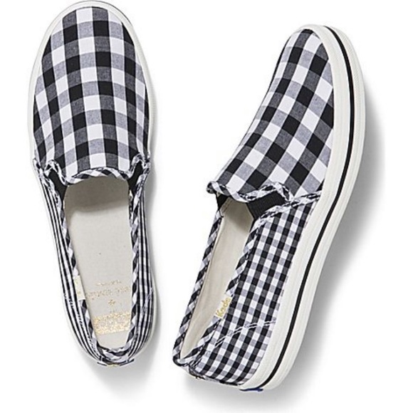gingham canvas slip on sneakers